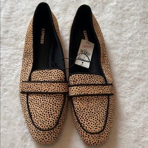 NWT | Express Cheetah print calfhair loafers